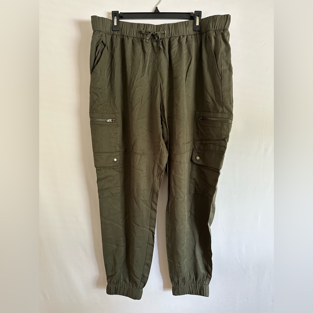 NWT Banana Republic Womens Green Jogger Tencel Cargo Pants Size XL
